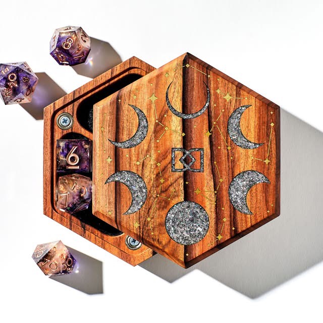Lunar Tabletop Dice Vault - Bolivian Rosewood