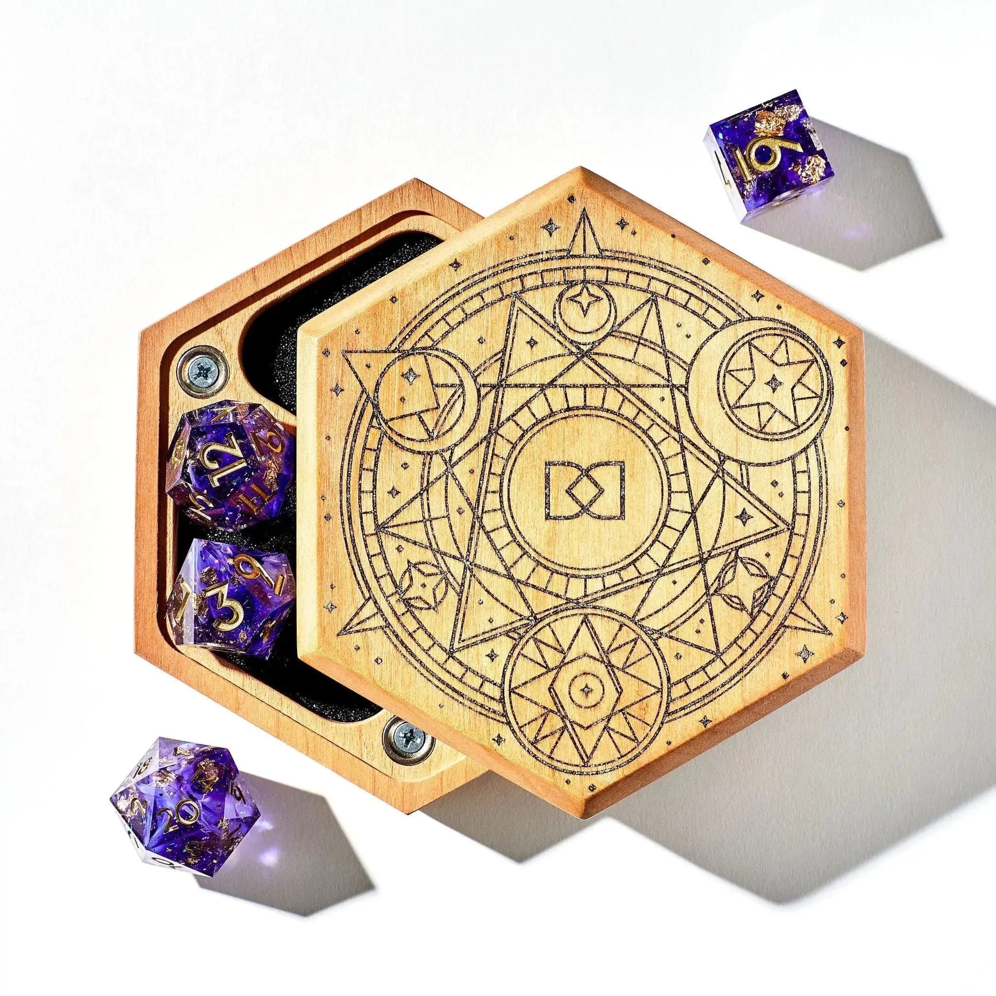 Magical Circle Tabletop Dice Vault - Cherry